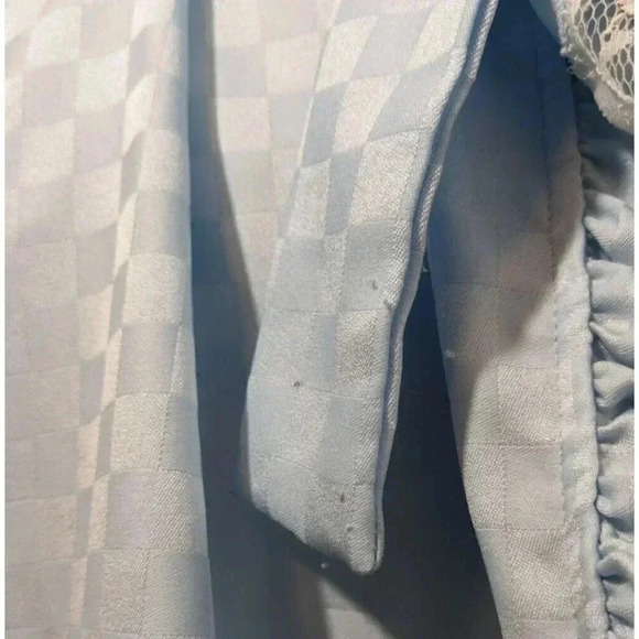 Vintage Givenchy Intimates Paris Tiffany Blue Ruffle Lace Check Robe Small USA - Picture 5 of 12